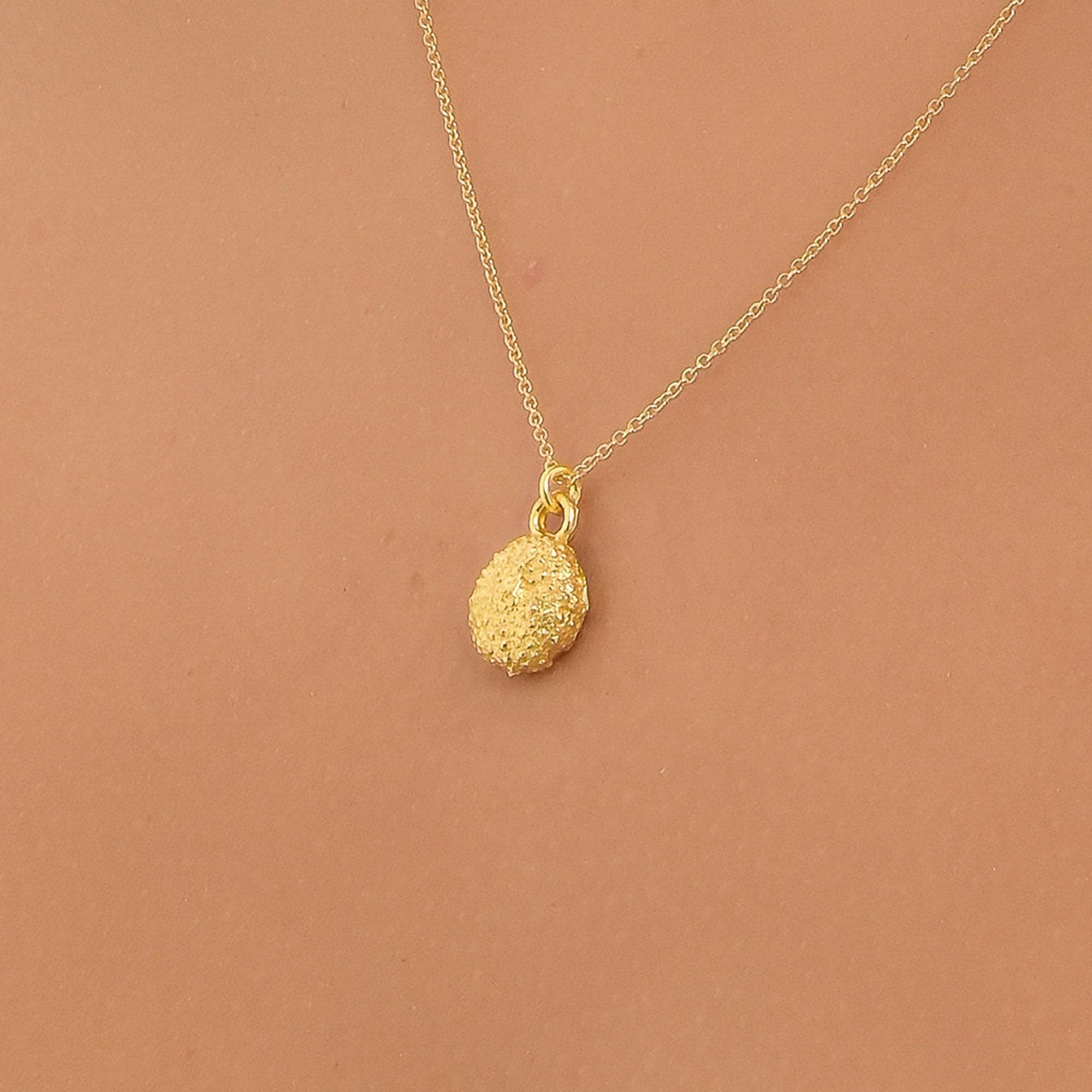 Tiny Urchin Pendant Necklace: 18k Gold-Plated Brass, Nature Inspired