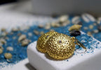 Sea Urchin Earrings: Gold-Plated Brass, Zircon Accent - Beach Wedding Look
