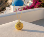 Sea Urchin Pendant Necklace: Gold Plated Silver - Sparkling Zircon
