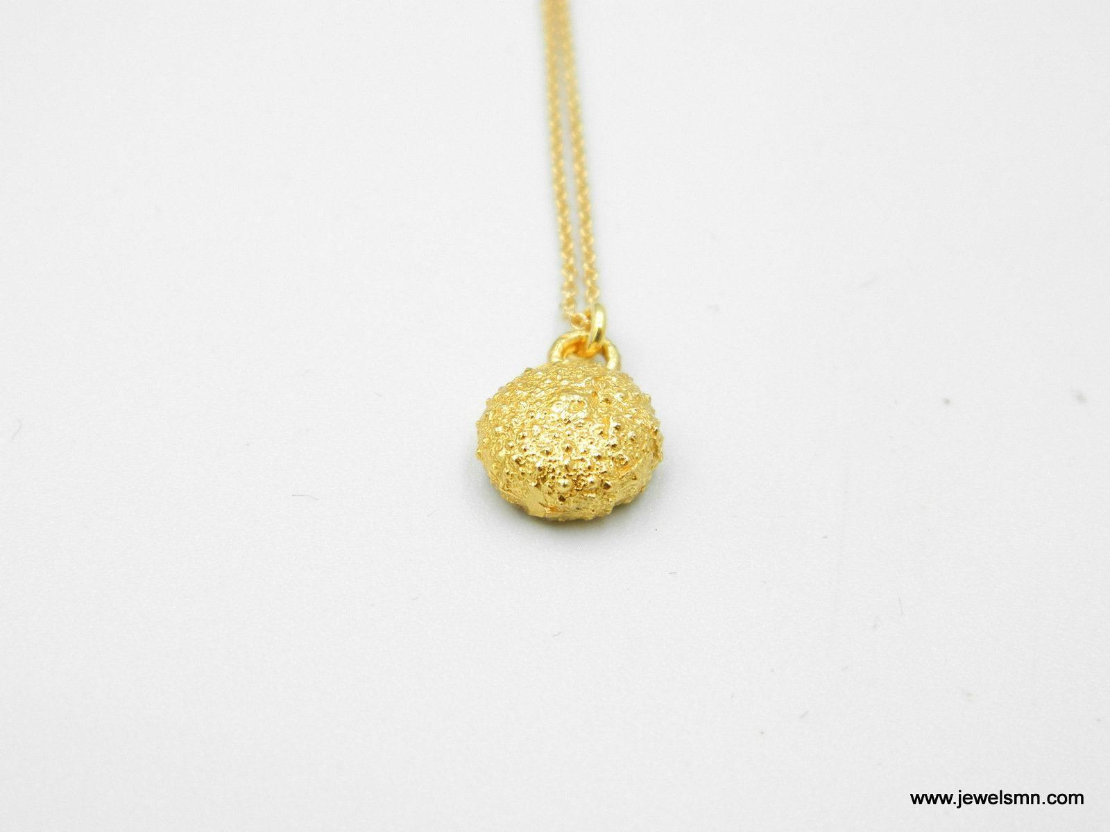 Tiny Urchin Pendant Necklace: 18k Gold-Plated Brass, Nature Inspired