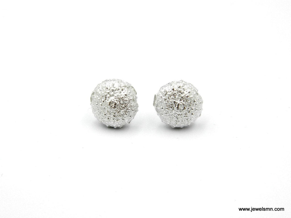 Tiny Sea Urchin Stud Earrings: Minimalist Ocean-Inspired Silver