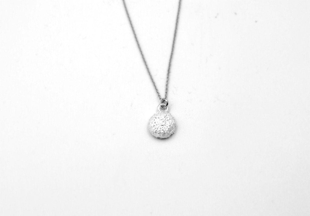 Minimalist Sterling Silver Necklace, Tiny Urchin Pendant (Dainty Size)