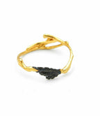 Minimalist Twig Ring - Gold Plated Sterling Silver with Leaf Detail