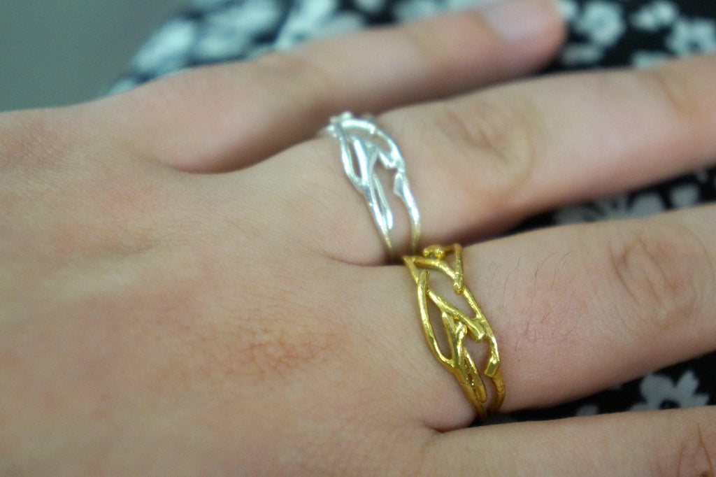Twig Ring: Sterling Silver Jasmine Branch Design (Unisex, Handmade)