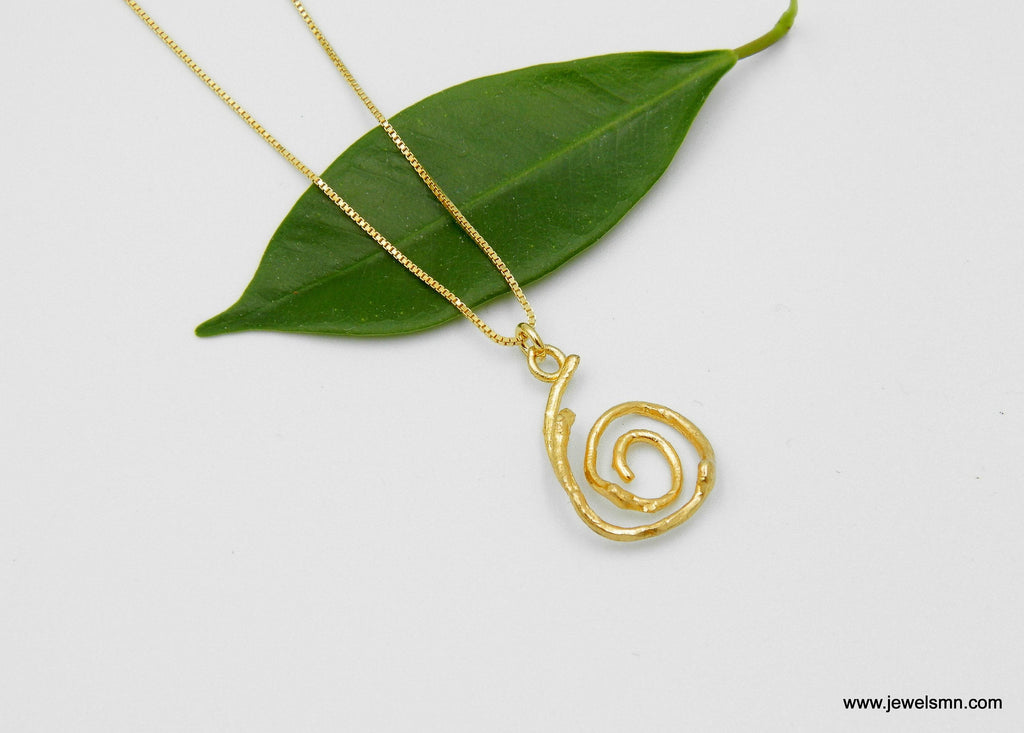 Jasmine Leaf Necklace, Gold-Plated Sterling Silver, Minimalist Eco Jewelry, Nature-Inspired