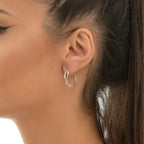 Nature-Inspired Sterling Silver Hoop Earrings, Jasmine Branch Detail (Lightweight)