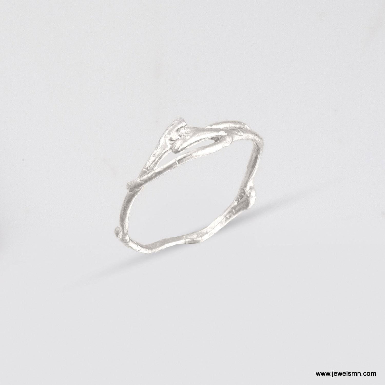 Silver Jasmine Ring, Sterling Silver Jewelry, Jasmine Branch Ring, Silver Band, Gift for Her, Birthday Gift for Women, Handmade Jewelry