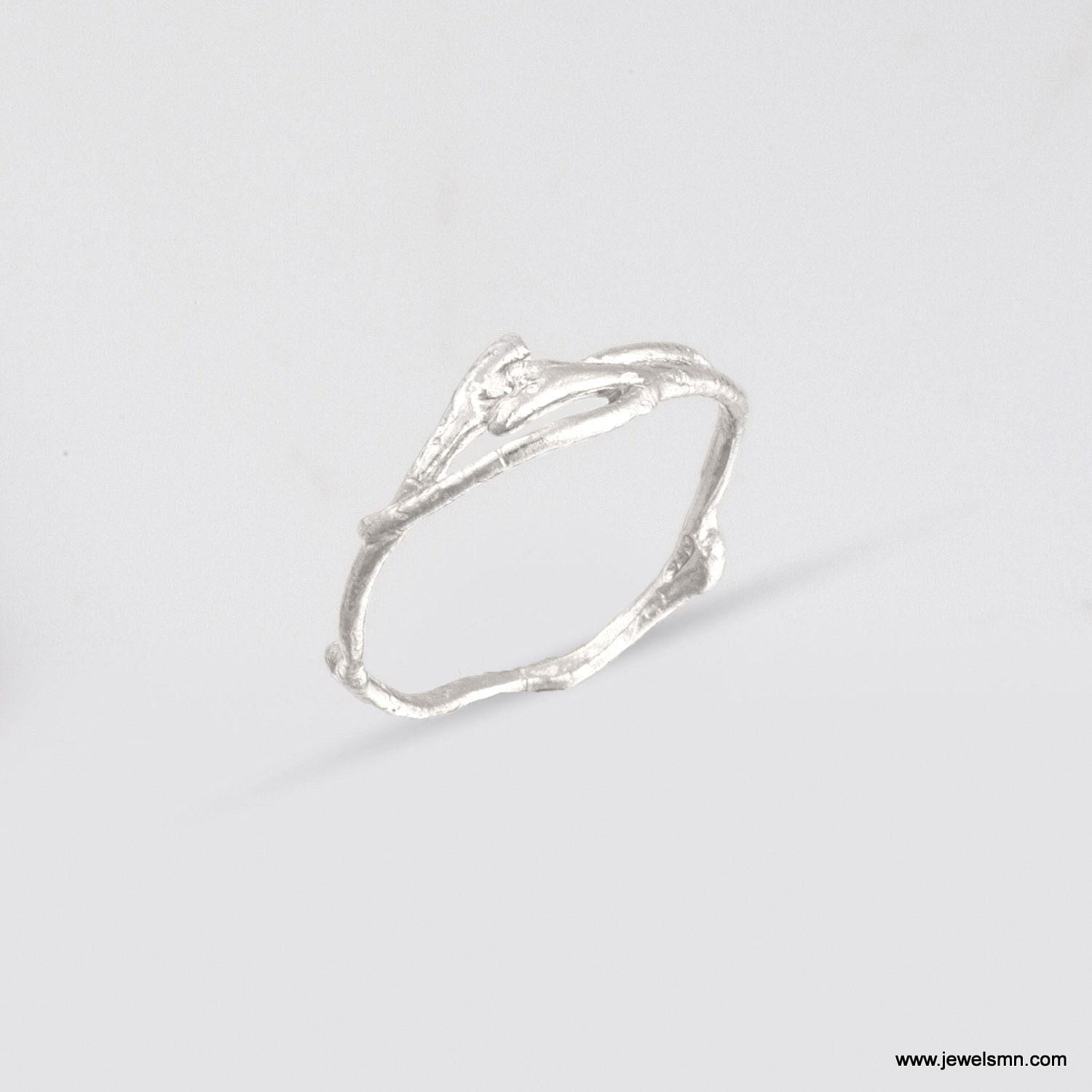 Silver Jasmine Ring, Sterling Silver Jewelry, Jasmine Branch Ring, Silver Band, Gift for Her, Birthday Gift for Women, Handmade Jewelry