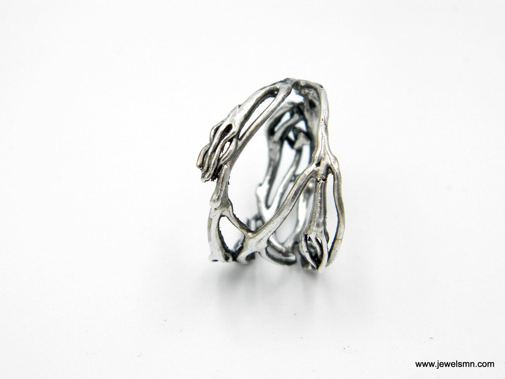 Twig Ring: Wide Oxidized Sterling Silver Branch (Unisex Size)