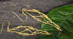 Sterling Silver Jasmine Twig Earrings: 14k Gold Plated, Long Dangle