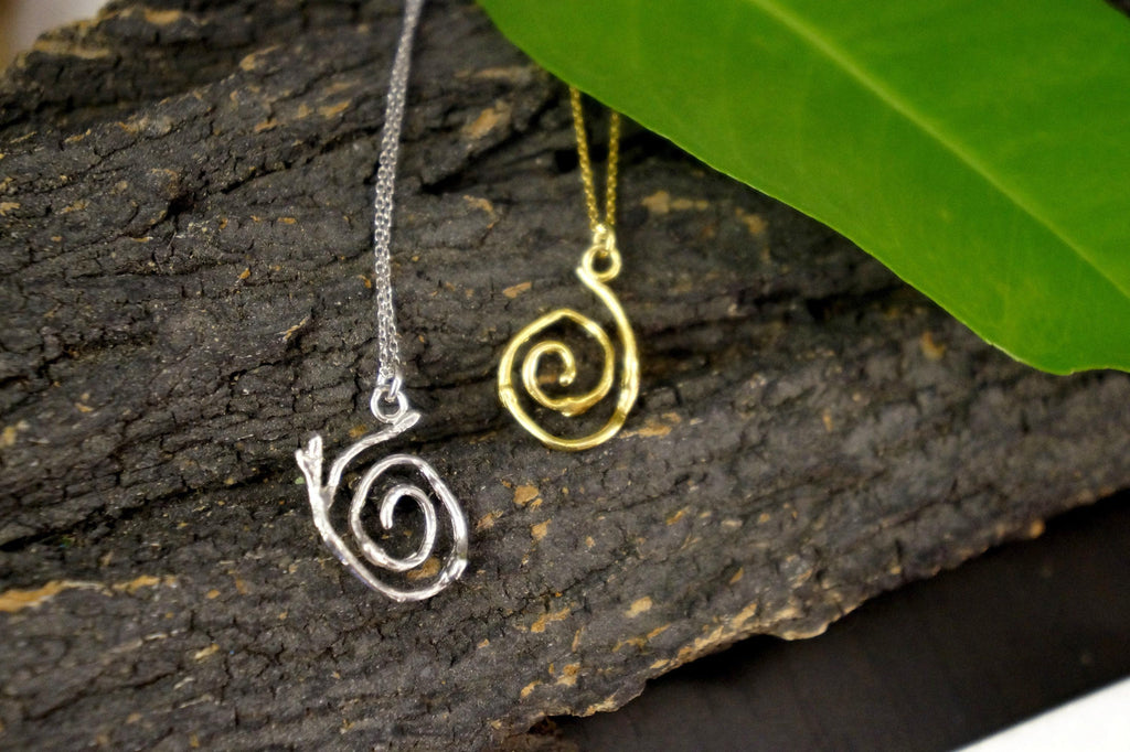 Jasmine Leaf Necklace, Gold-Plated Sterling Silver, Minimalist Eco Jewelry, Nature-Inspired