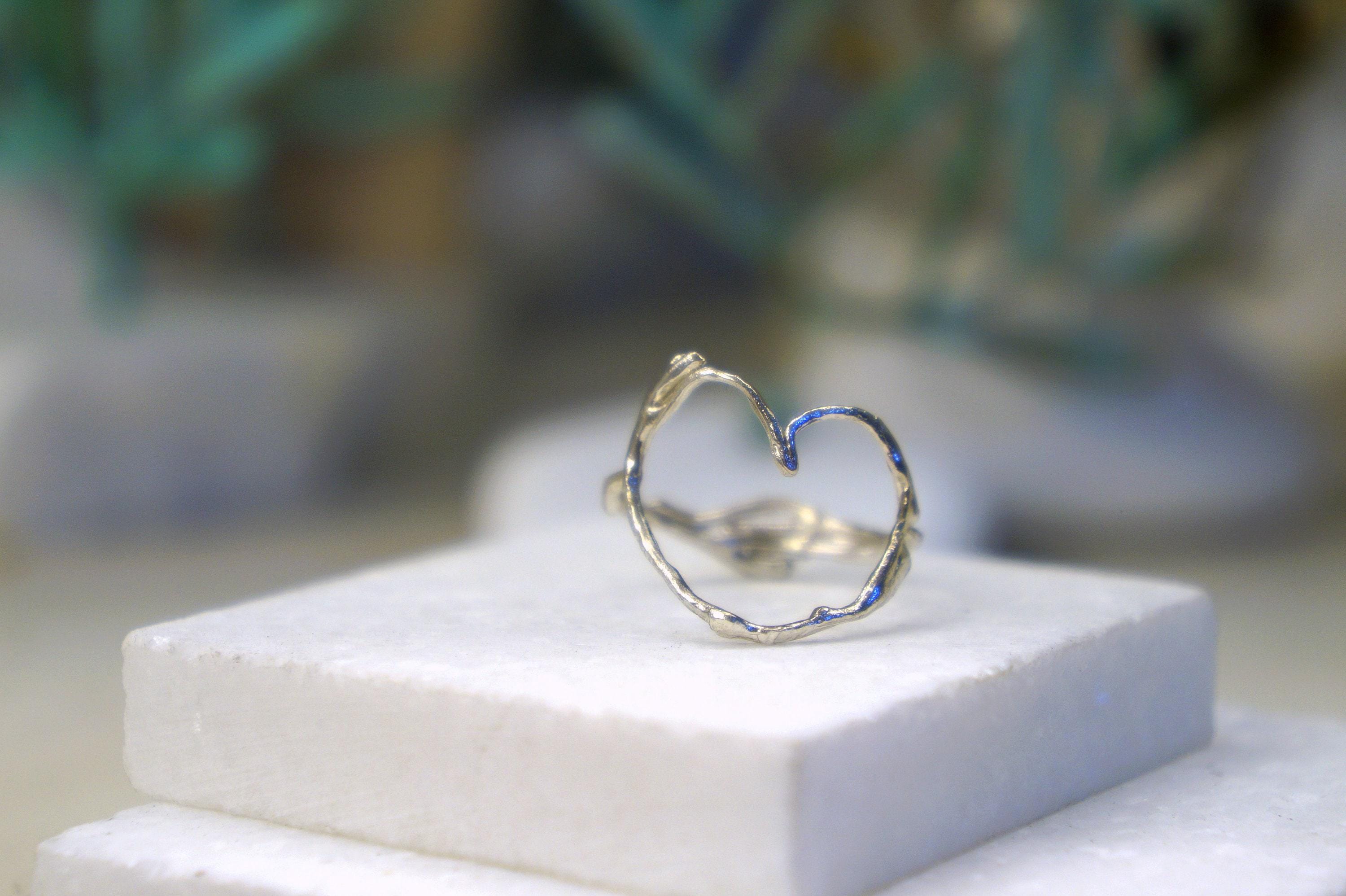 Twig Ring: Jasmine Branch Design in Sterling Silver (Heart Shape)