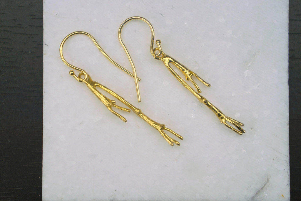 Nature-Inspired Jasmine Earrings, Gold and Sterling Silver (Dangle Style)