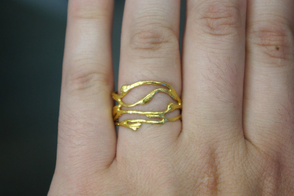 Jasmine Twig Ring - Recycled Sterling Silver, Nature Inspired