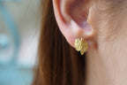 Minimalist Vine Leaf Earrings: Sterling Silver or Gold Plated Studs