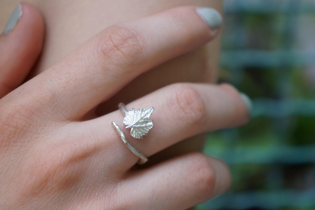 Silver Vine Ring, Gold-Plated Sterling Silver Jewelry, Gold-Silver Ring, Vine Leaf Band, Handmade Gift for Her, Birthday Gift for Women