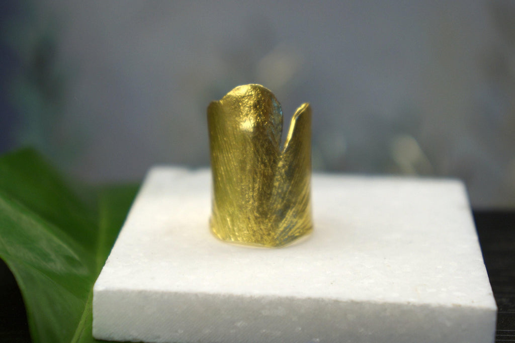 Ginkgo Leaf Ring: Nature Jewelry Collection (Gold Plated, Adjustable)