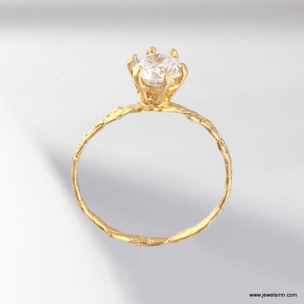 Cypress Twig Engagement Ring: Gold Plated Silver with Lab Diamond
