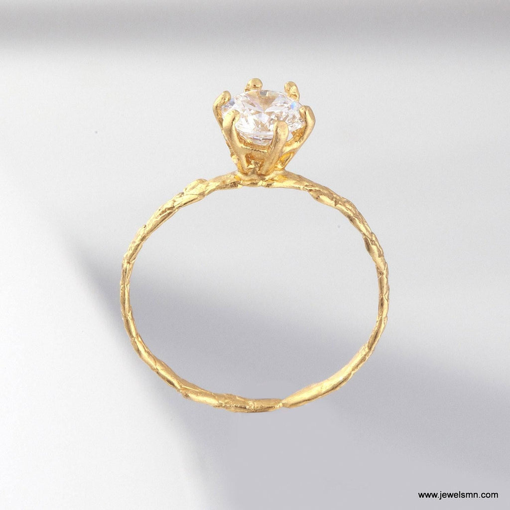 Cypress Twig Engagement Ring: Gold Plated Silver with Lab Diamond