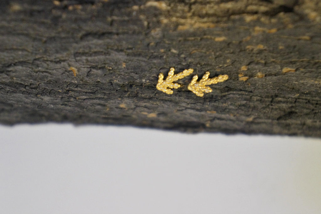 Silver Cypress Earrings, Gold-Plated Sterling Silver Earrings, Cypress Leaf Studs, Handmade Silver Jewelry, Birthday Gift for Women