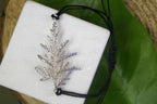 Botanical Macrame Bracelet: Cypress Leaf Design - Sterling Silver