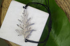 Botanical Macrame Bracelet: Cypress Leaf Design - Sterling Silver