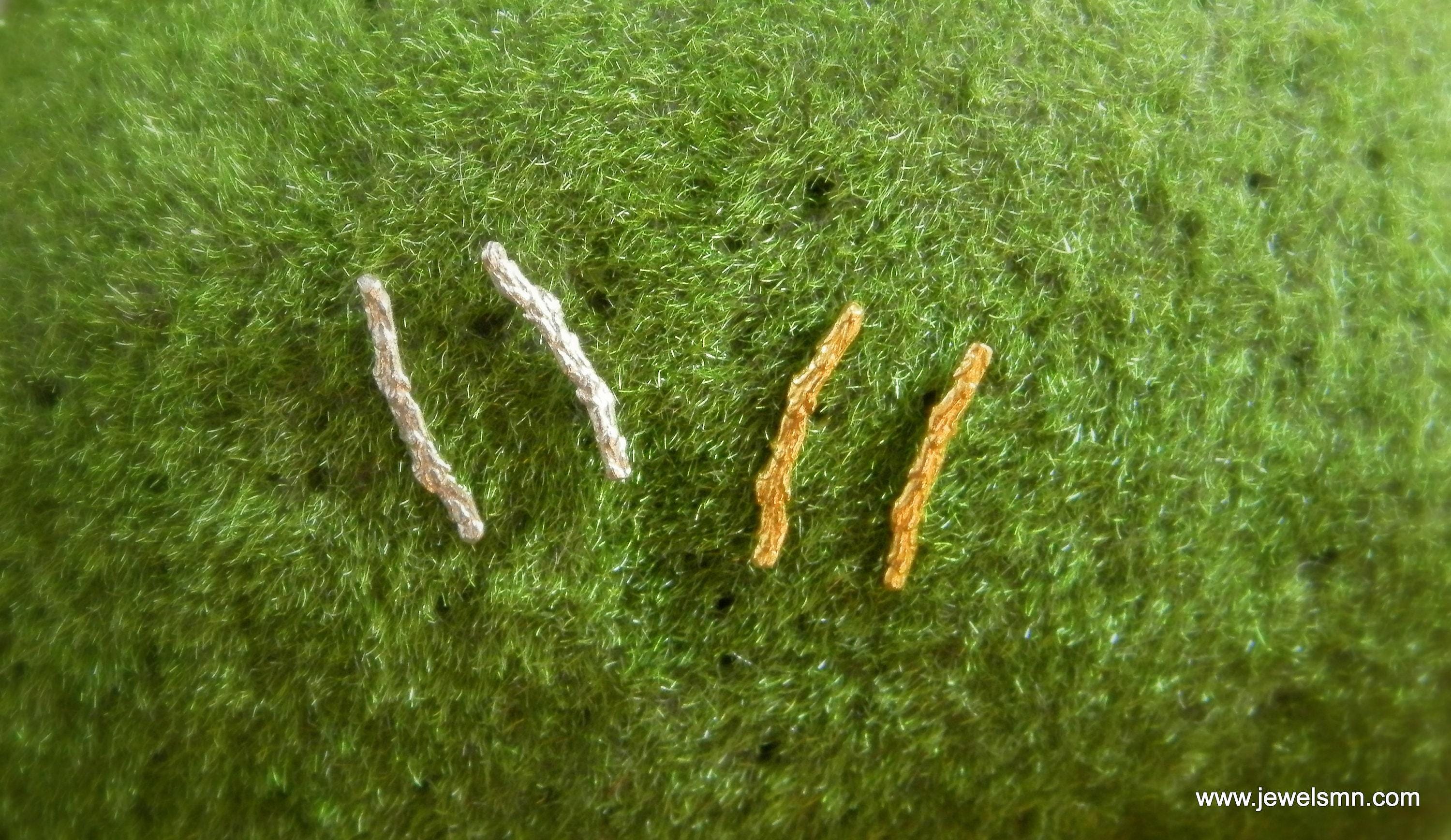 Sterling Silver Stud Earrings: Minimalist Cypress Twig - Unisex