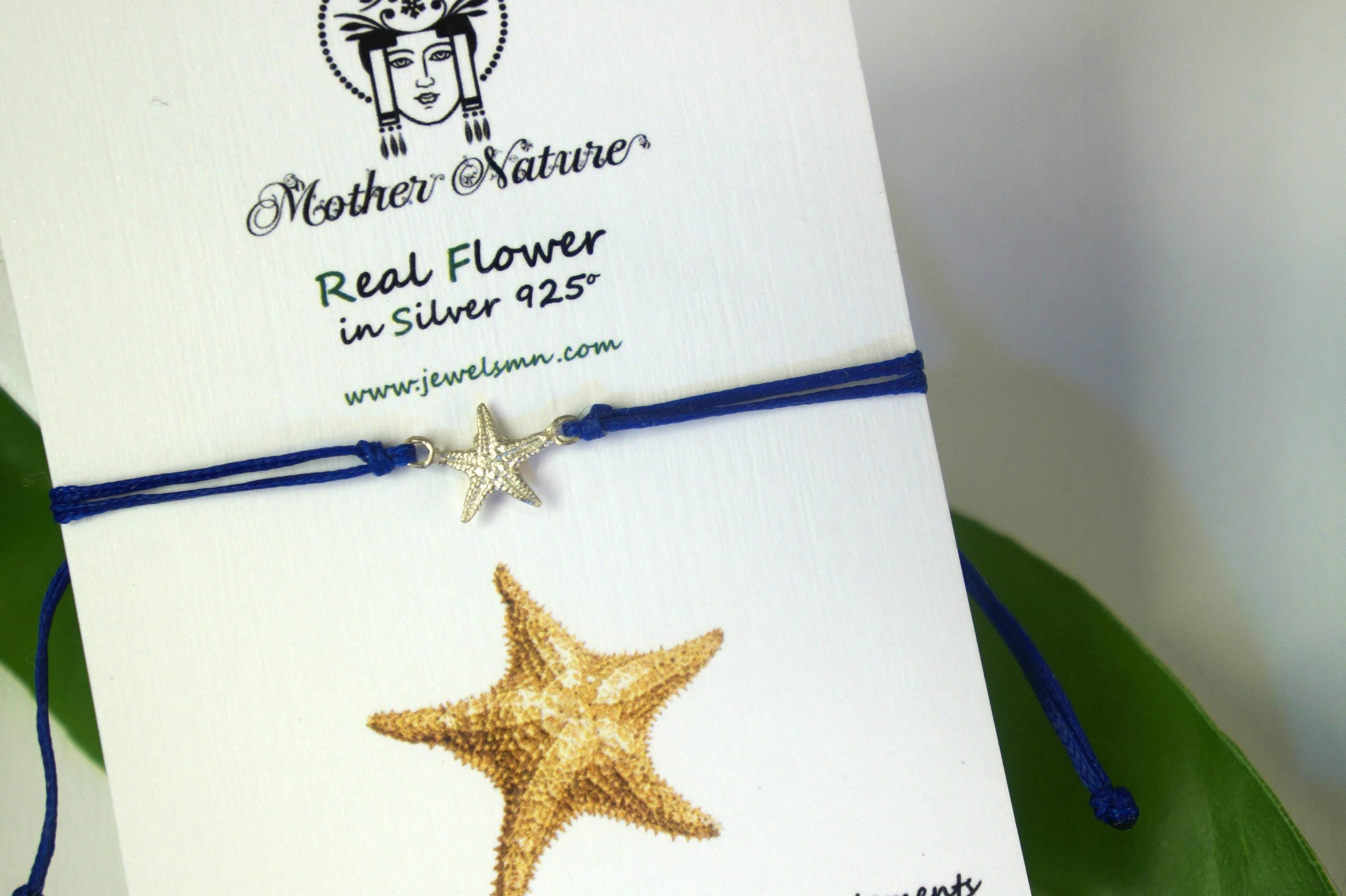 Silver Starfish Cord Bracelet - Real Charm, Adjustable Fit