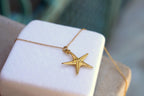 Starfish Gold plated Recycled Brass Necklace: Beach Inspired, Five Elements Pendant