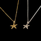 Minimalist Starfish Necklace, Tiny Gold Plated Silver (Dainty Charm)
