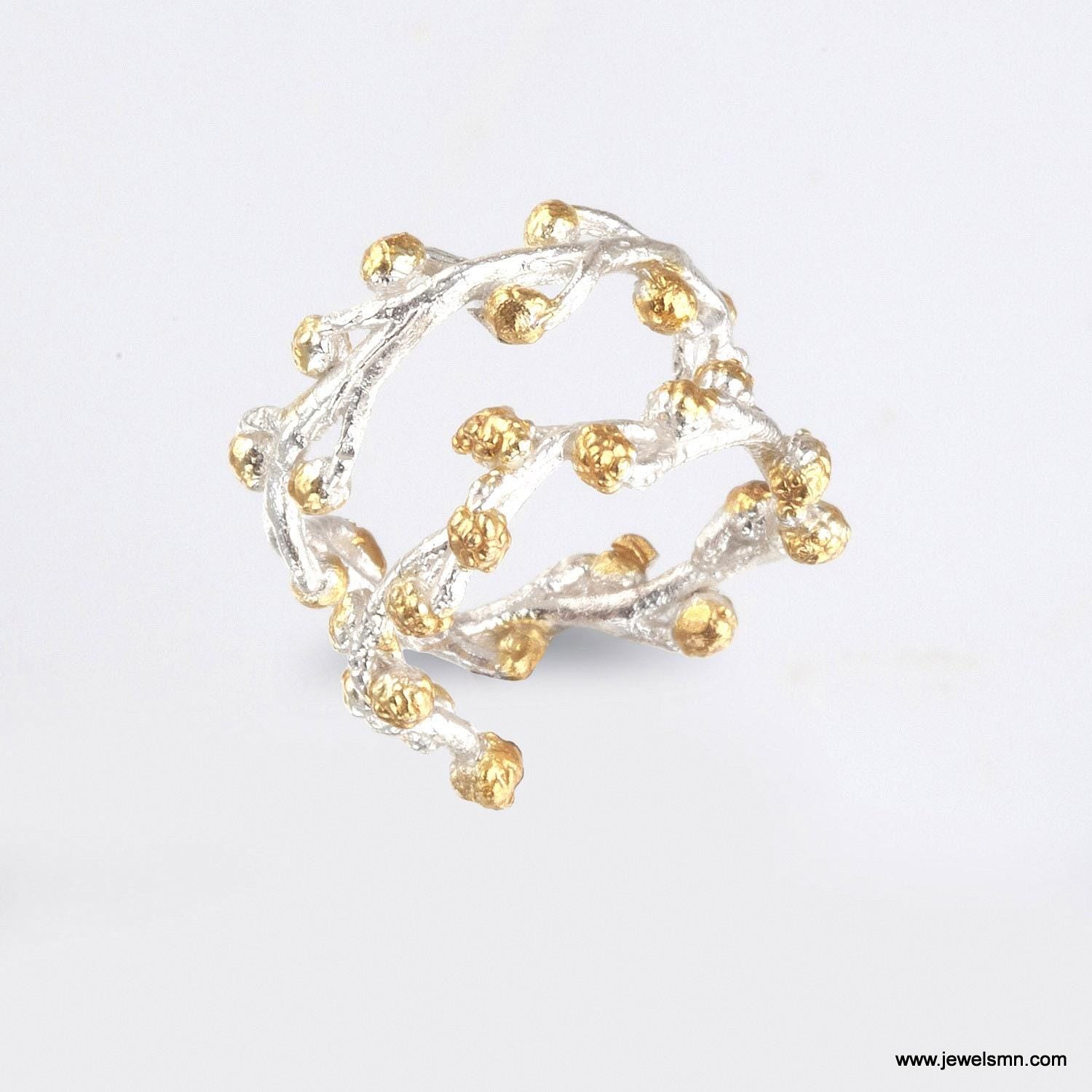 Mimosa Twig Ring: Gold & Rhodium Plated Sterling Silver