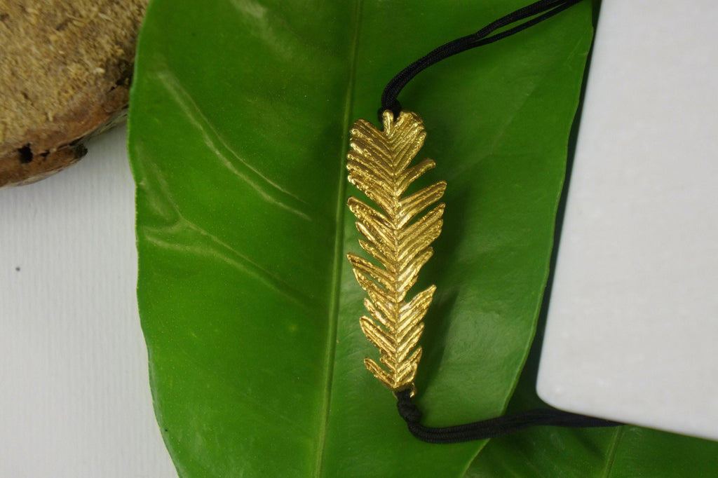 Acacia Leaf Bracelet: Adjustable Cord, Natural Botanical Jewelry