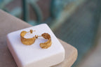 Hoop Earrings: 14k Gold Plated Mimosa Leaves - Nature Inspired Jewelry in Recycled Brass