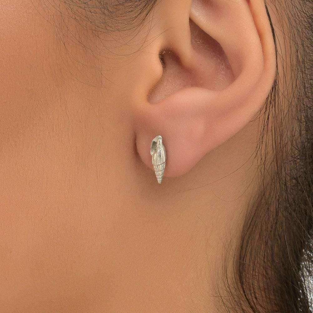 Sterling Silver Sea Shell Earrings: Dainty Nature-Inspired Studs