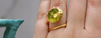 Gold Sea Shell Ring, Gold-Plated Sterling Silver Jewelry, Murano Stone Ring, Gift for Her, Birthday Gift for Women, Handmade Jewelry