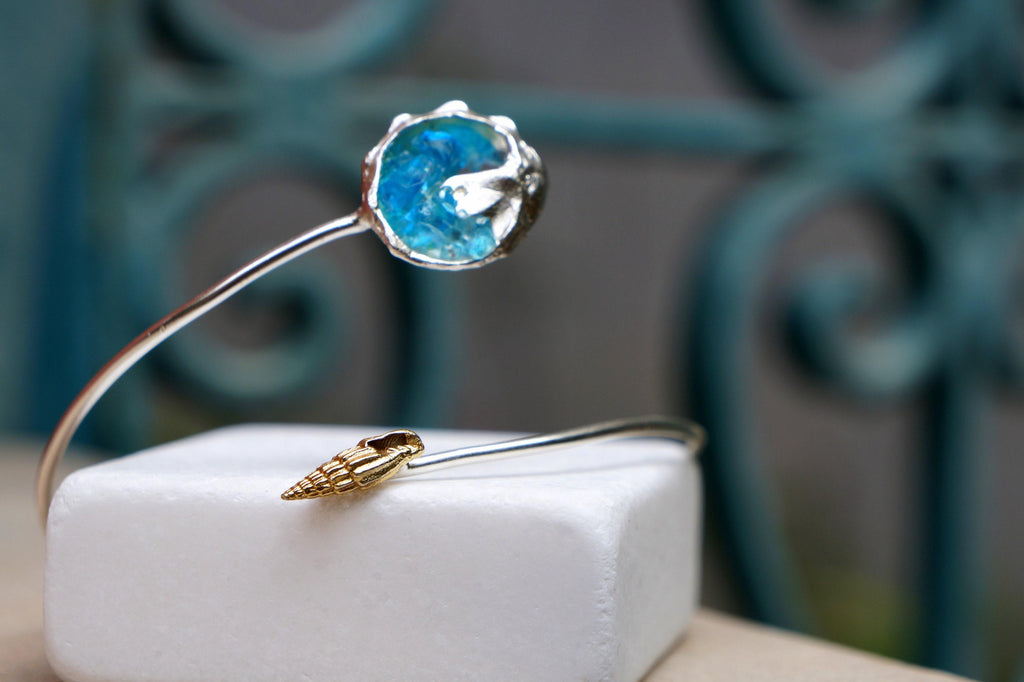 Summer Bracelet: Recycled Sterling Silver with Blue Murano - Adjustable Fit