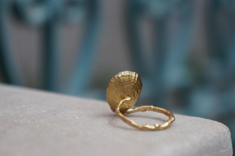 Nature Inspired Ring: Turquoise Shell Design - Silver & Gold Plated