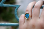 Nature Inspired Ring: Turquoise Shell Design - Silver & Gold Plated