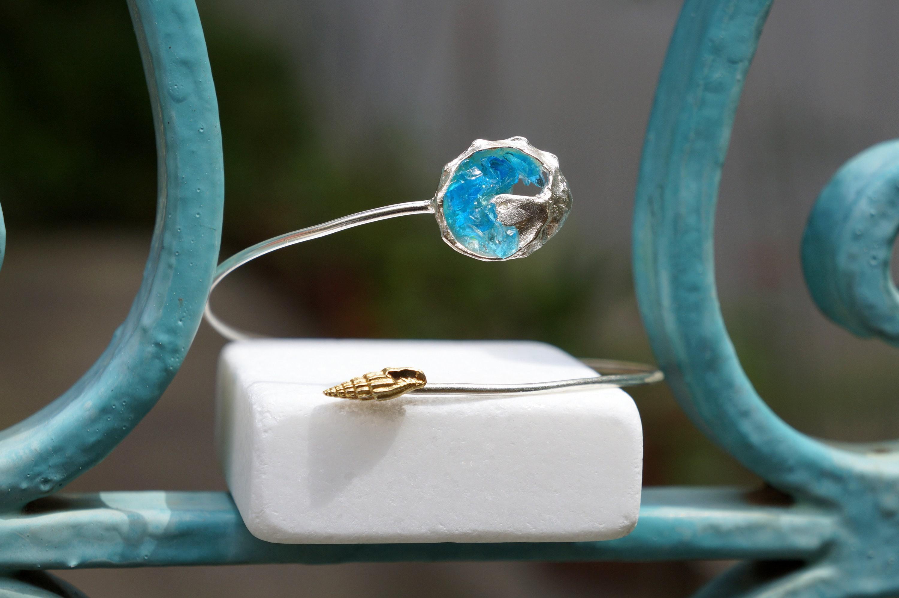 Summer Bracelet: Recycled Sterling Silver with Blue Murano - Adjustable Fit