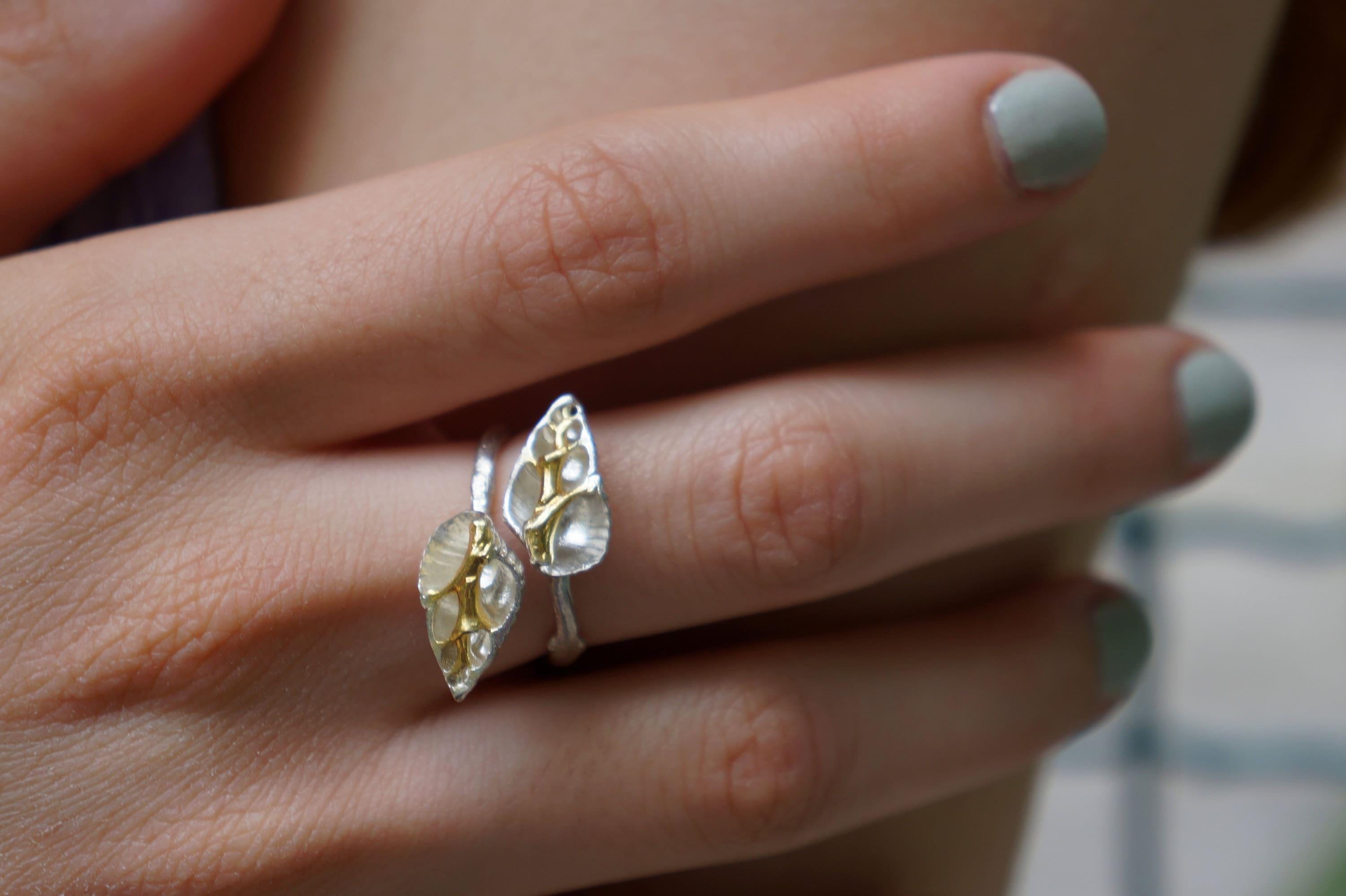 Sterling Silver Sea Shell Ring - Adjustable Ocean Jewelry