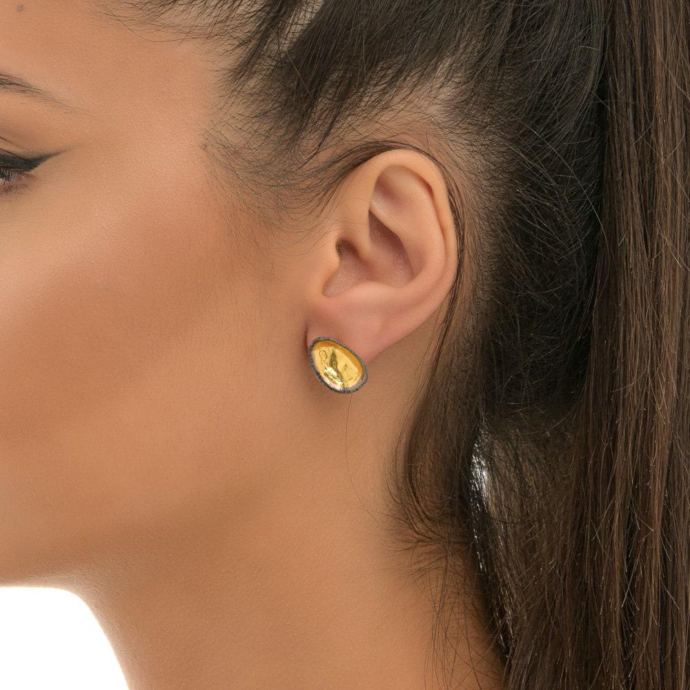 Two-Tone Limpet Stud Earrings - Gold-Plated Brass