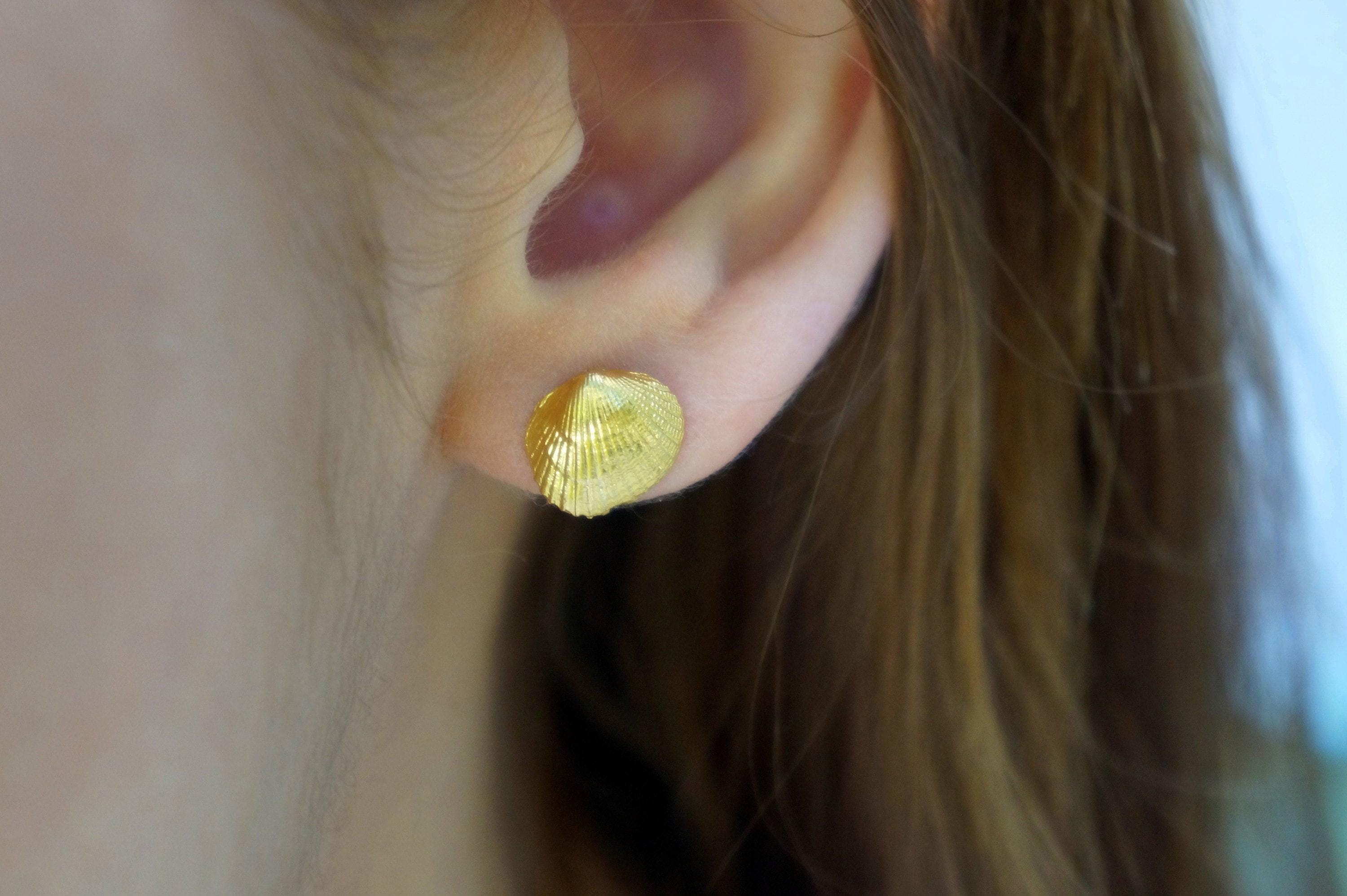 Sea Shell Earrings: Nature-Inspired Small Studs (Silver or Gold Plated)