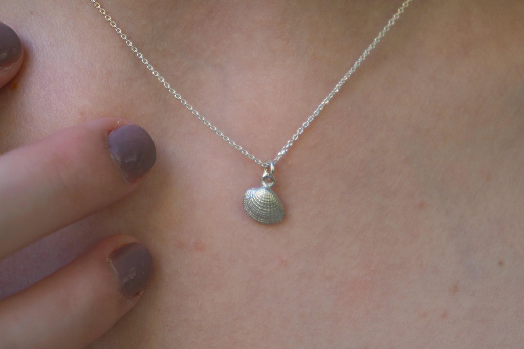 Silver Sea Shell Necklace, Gold-Plated Sterling Silver Pendant, Handmade Jewelry, Gift for Her, Birthday Gift for Women, Minimalist Jewelry