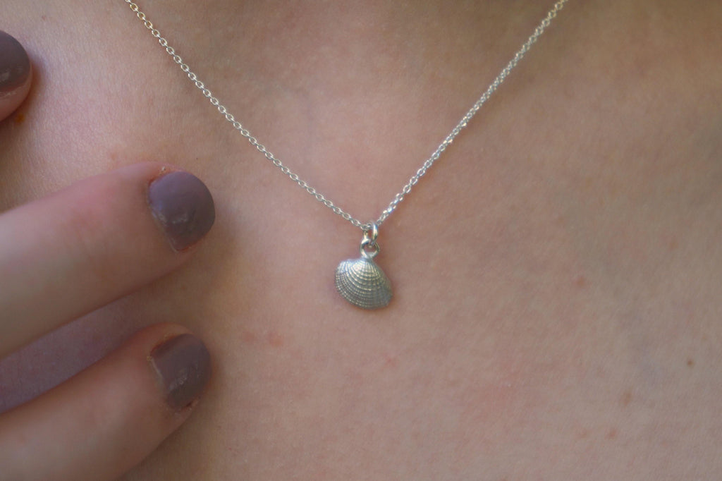 Silver Sea Shell Necklace, Gold-Plated Sterling Silver Pendant, Handmade Jewelry, Gift for Her, Birthday Gift for Women, Minimalist Jewelry