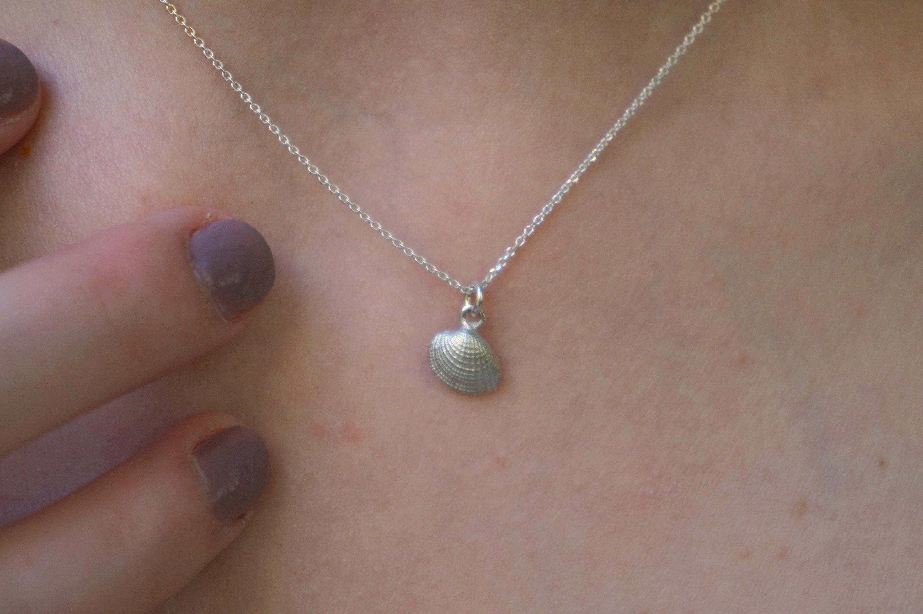 Silver Sea Shell Necklace, Gold-Plated Sterling Silver Pendant, Handmade Jewelry, Gift for Her, Birthday Gift for Women, Minimalist Jewelry