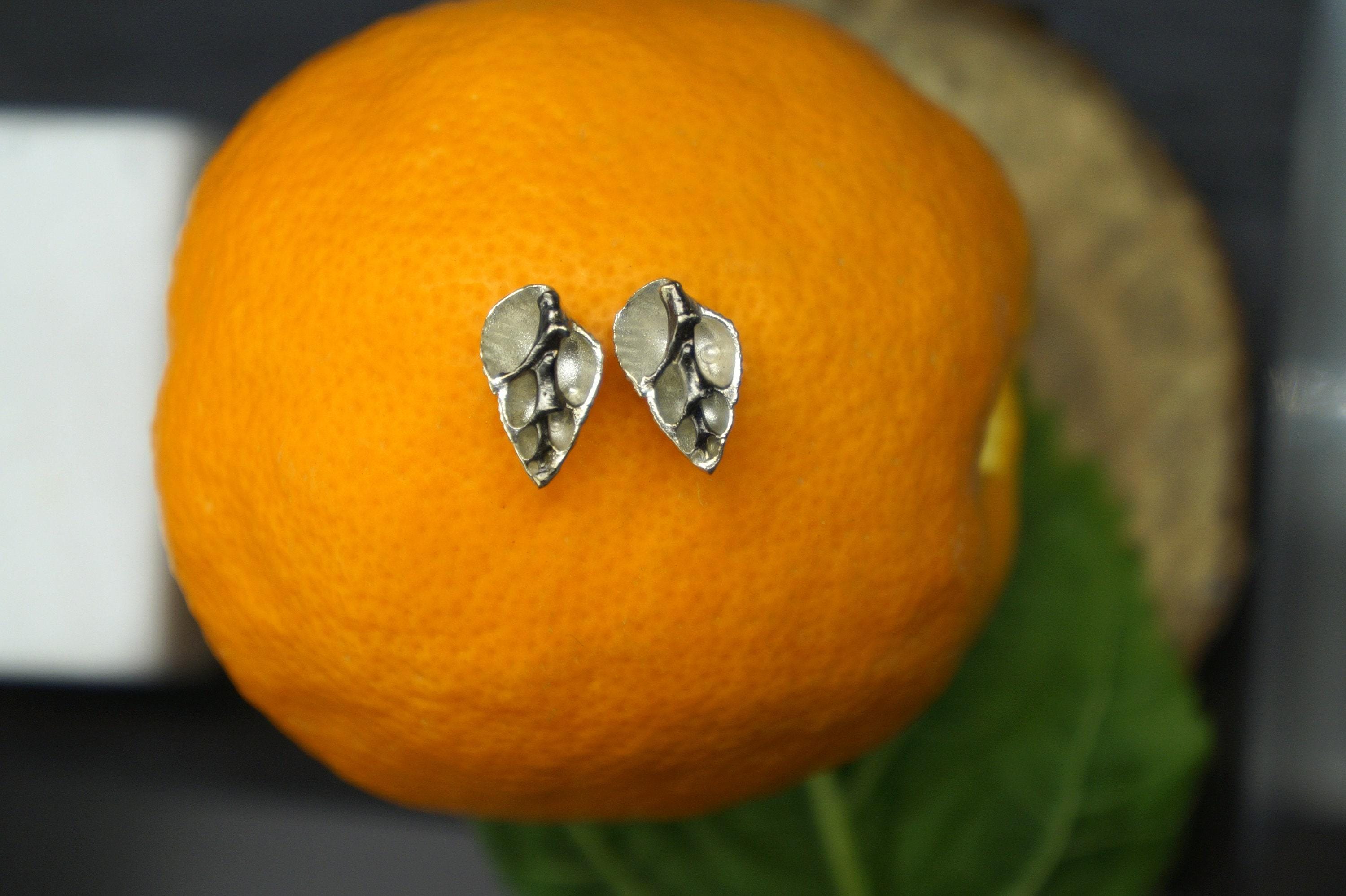 Sterling Silver Sea Shell Earrings: Half Heart Nautical Studs (Eco-Friendly)