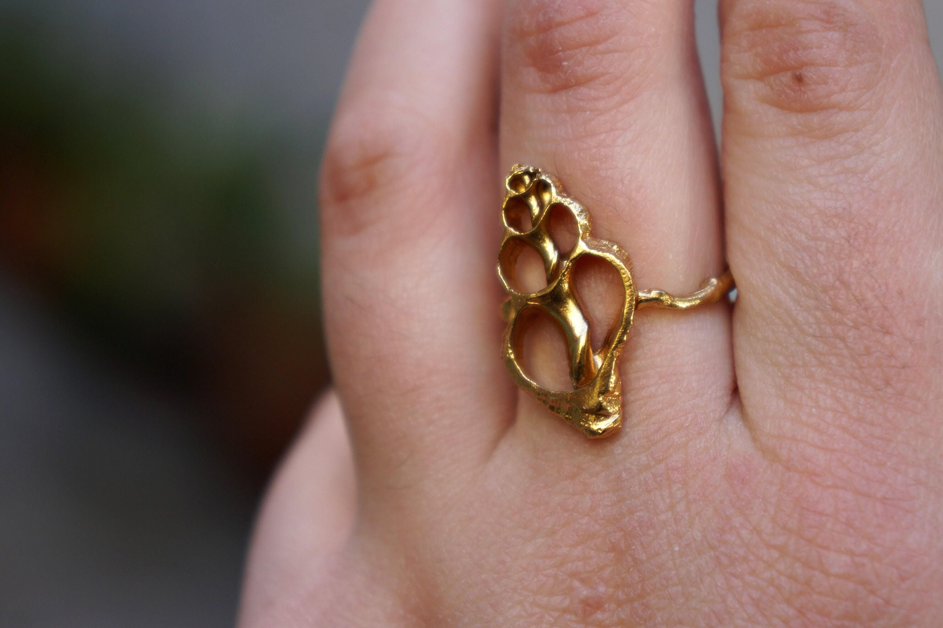Nature-Inspired Ring: Genuine Sea Shell - Adjustable Gold Brass