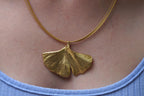 Ginkgo Leaf Necklace, Gold-Plated Sterling Silver Jewelry, Gold Pendant, Handmade Jewelry, Jewelry for Women, Birthday Gift, Gift for Her
