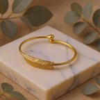 Jewelry Bracelet for women . Real Mimosa leaf 14k Gold on sterling silver 925