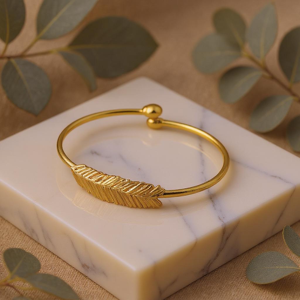 Jewelry Bracelet for women . Real Mimosa leaf 14k Gold on sterling silver 925